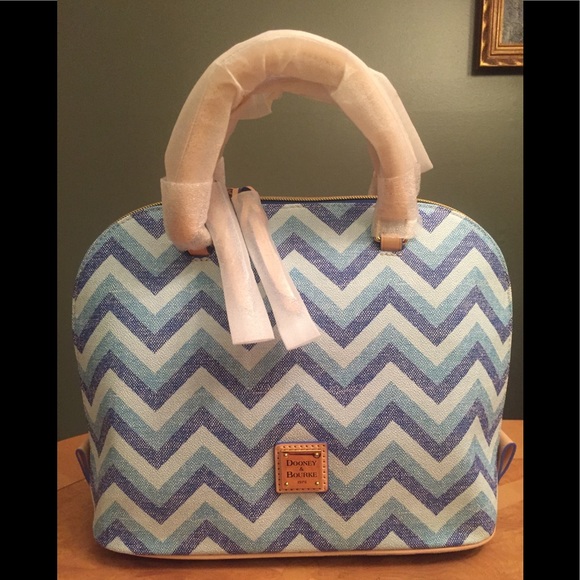 Dooney and Bourke Zip Zip Chevron Satchel Handbag - Picture 6 of 8